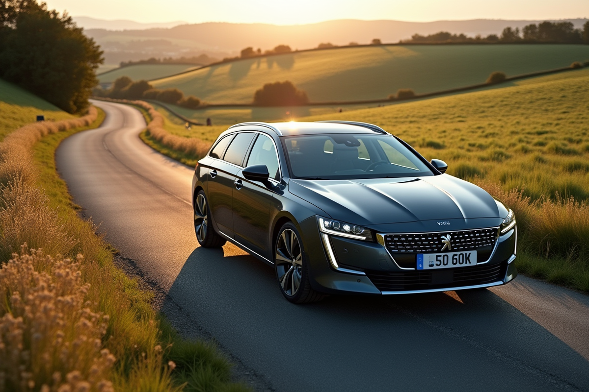 Peugeot 508 SW vue aérienne en campagne
