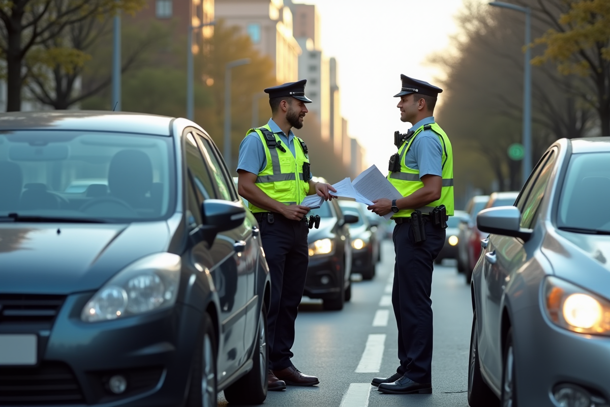 Deux voitures impliquées dans un accident avec conducteurs et police en ville