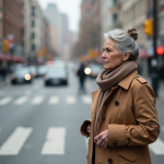 Priorité piéton : règles et conseils pour éviter les accidents de la route Femme en trench et foulard attend au passage pieton en ville