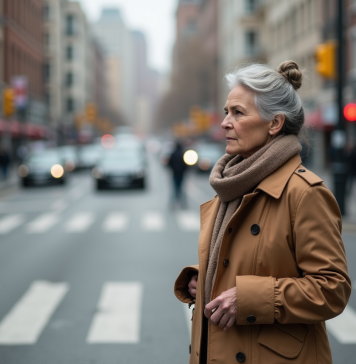 Priorité piéton : règles et conseils pour éviter les accidents de la route Femme en trench et foulard attend au passage pieton en ville
