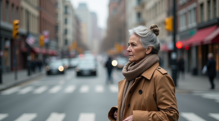 Priorité piéton : règles et conseils pour éviter les accidents de la route Femme en trench et foulard attend au passage pieton en ville