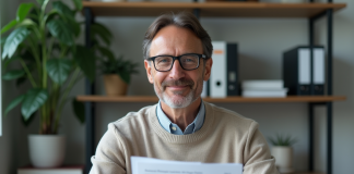 Assurance voiture : Quel document fournir pour l’assurer ? Homme d'âge moyen avec documents d'assurance auto dans un bureau