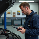 Guide de réparation pour le code DTC P0380 sur Renault Mécanicien homme inspectant un moteur Renault dans un garage