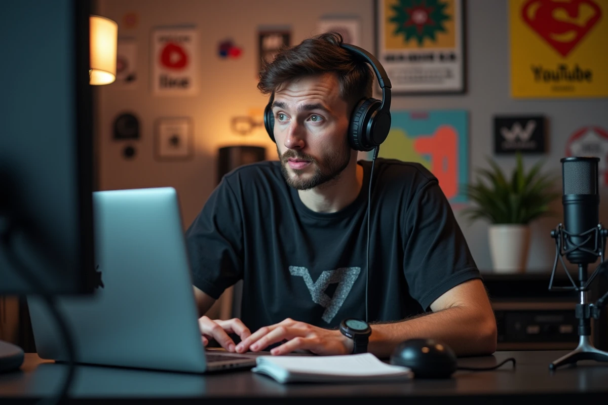 Créateur de contenu numérique travaillant sur son ordinateur