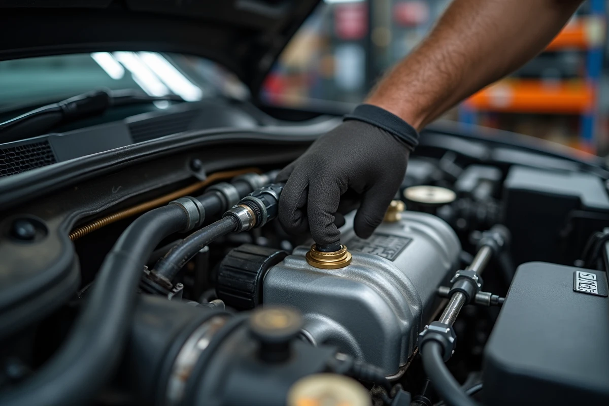 Gros plan sur le capteur de pression carburant d'une 208 GTi, cause fréquente du code défaut P0087