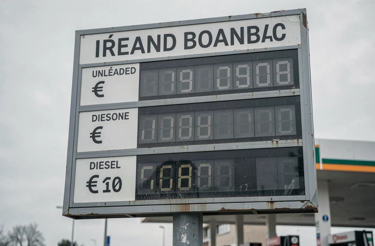 Panneau d'affichage des prix de l'essence et du diesel dans une station-service de Roanne