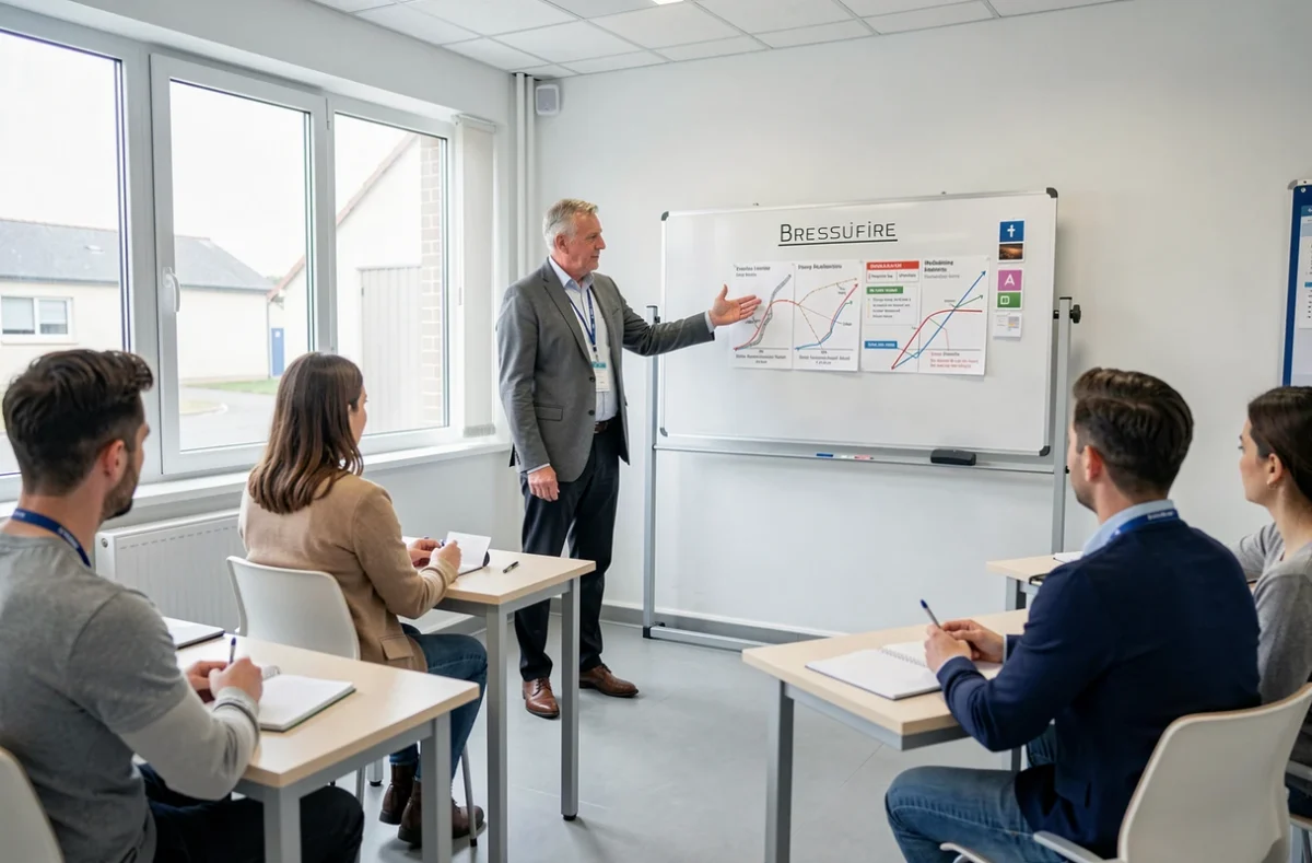 Un formateur professionnel animant une session de code de la route dans une salle de formation à Bressuire, pour AFC Pro Audit Formation