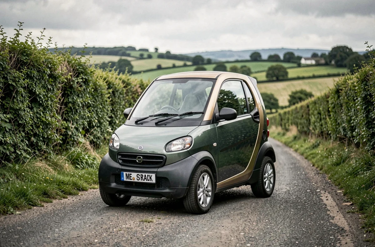 Aixam Mega Track sur route de campagne mettant en valeur son design compact et utilitaire