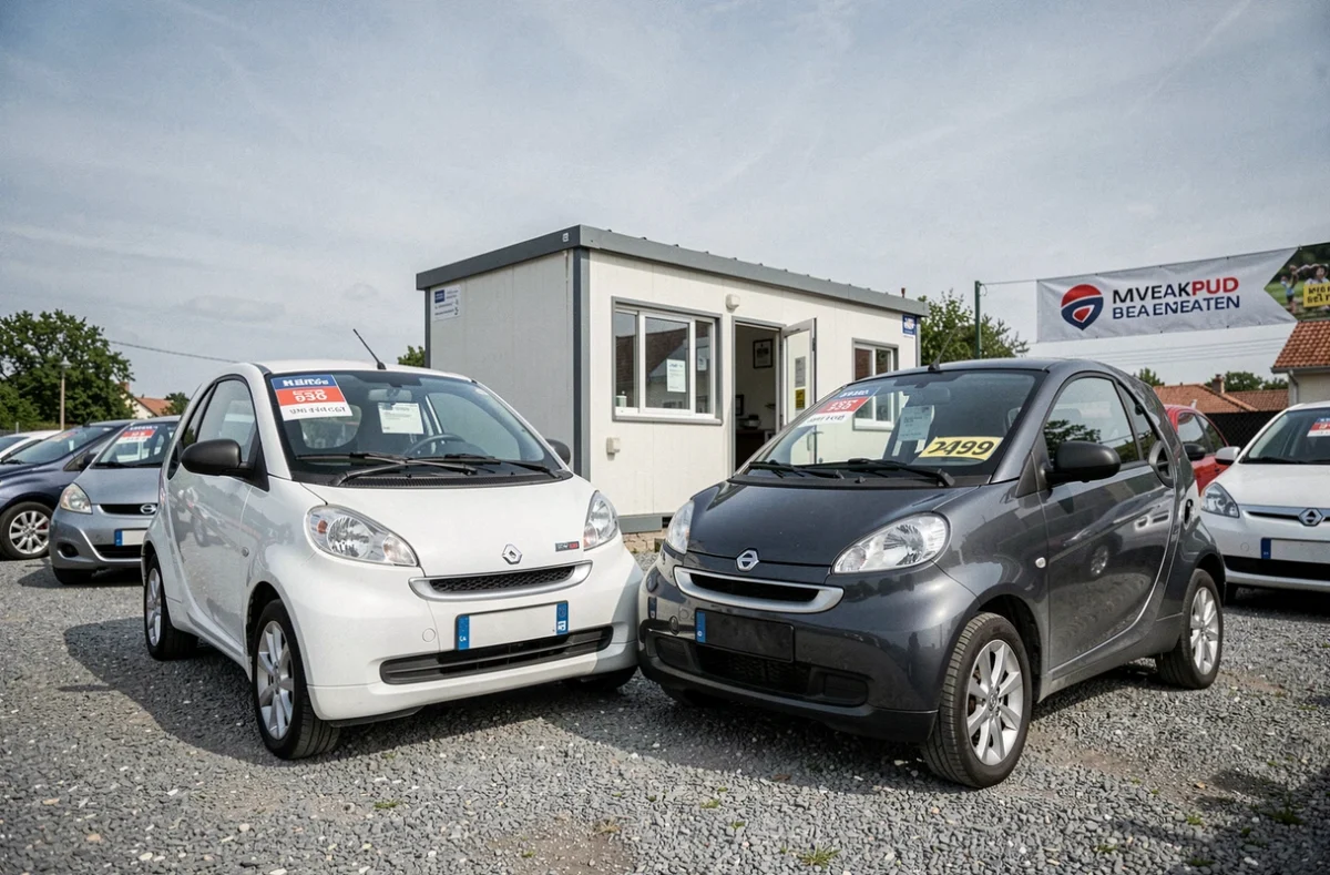 Deux voitures sans permis d'occasion exposées dans un lot de vente à Pau